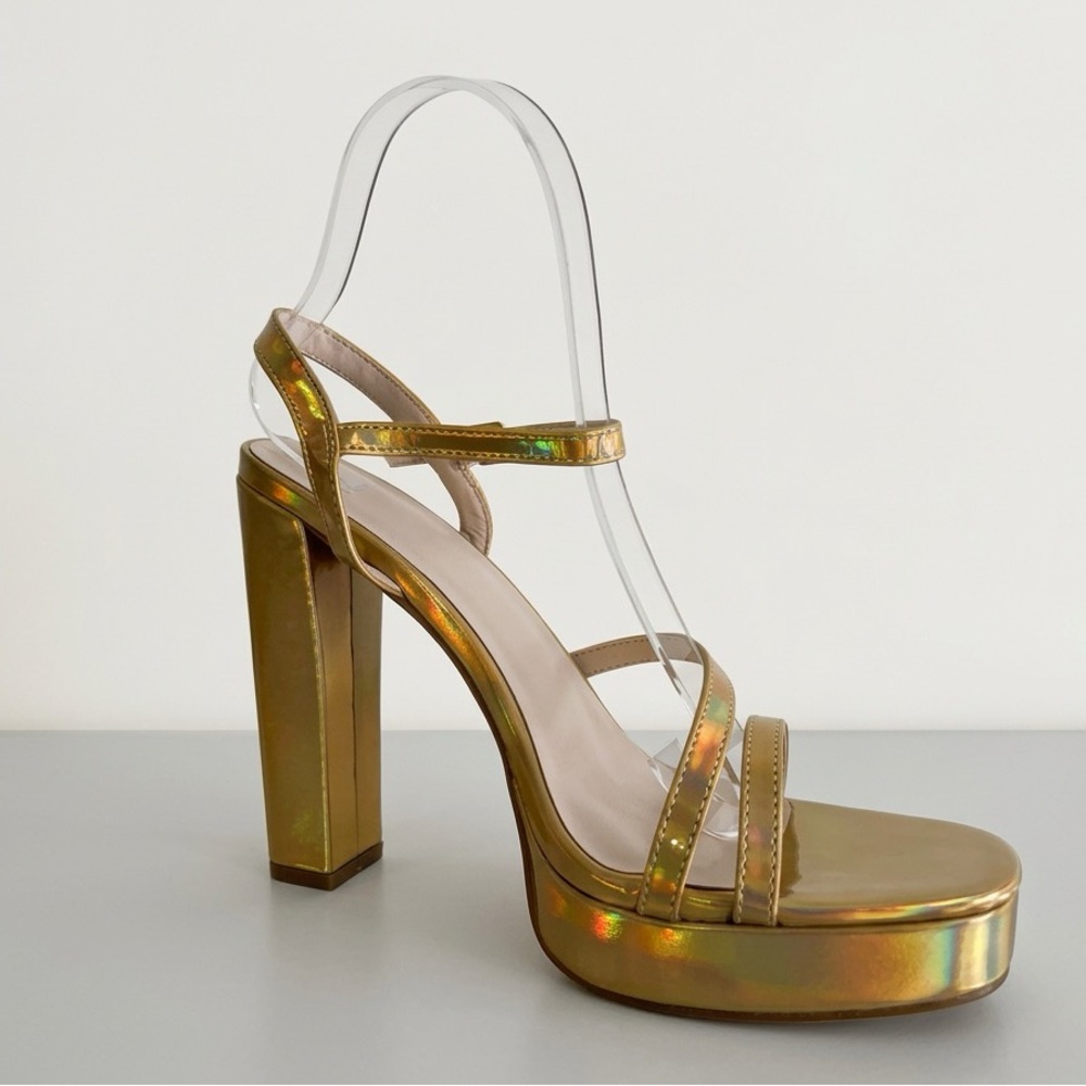 Halston Heritage Iridescent Gold Platform Heels